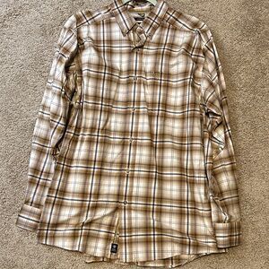 Ariat Pro Series Tan and Brown Plaid Casual Shirt NWOT